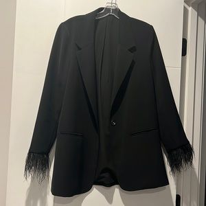 Oversized feather blazer